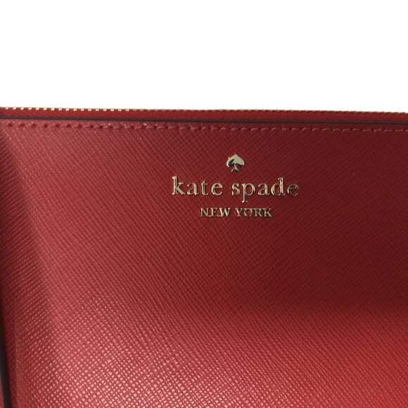 Kate Spade Lucy Medium L-Zip Wristlet Saffiano Leather Candied Cherry Red - Picture 2 of 7